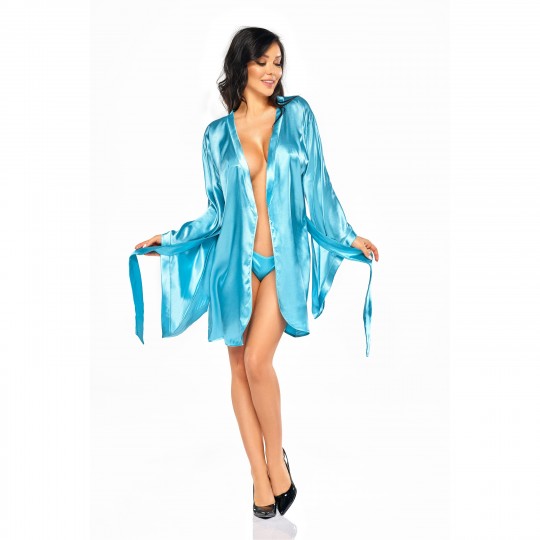 PEIGNOIR ET STRING SAMIRA TURQUOISE BEAUTY NIGHT FASHION