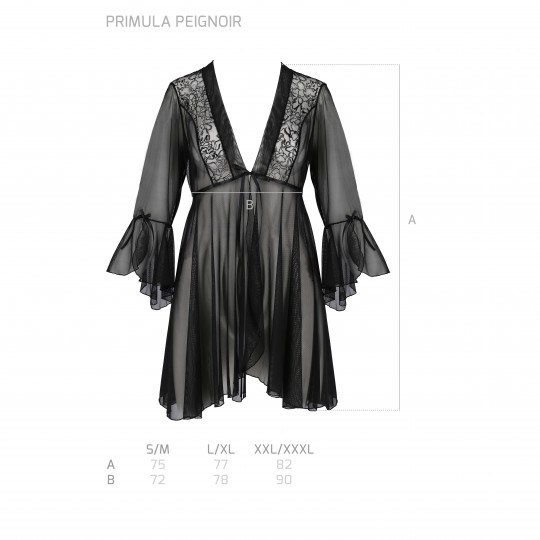 PASSION ECO COLLECTION PRIMULA PEIGNOIR AND THONG BLACK