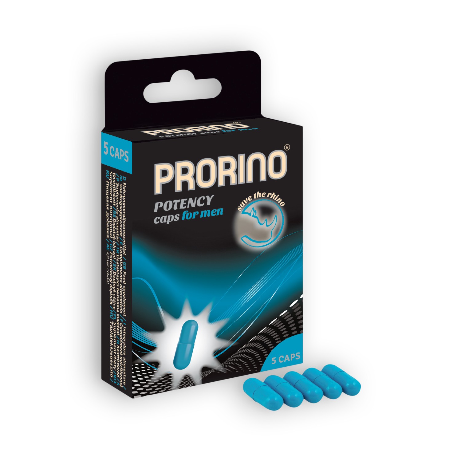 CÁPSULAS ESTIMULANTES PRORINO POTENCY CAPS PARA HOMBRES 5 CÁPSULAS