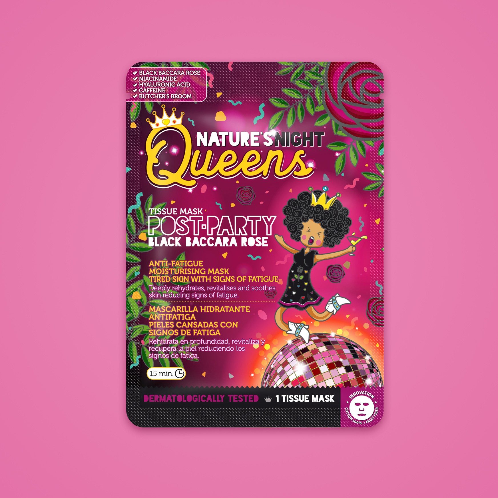 NATURE&#039;S QUEENS ANTI-FATIGUE FACIAL TISSUE MASK POST PARTY 25ML