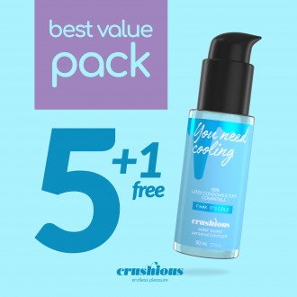 CONFEZIONE DA 5 LUBRIFICANTI AD EFFETTO FREDDO 50 ML CRUSHIOUS + 1 FREE