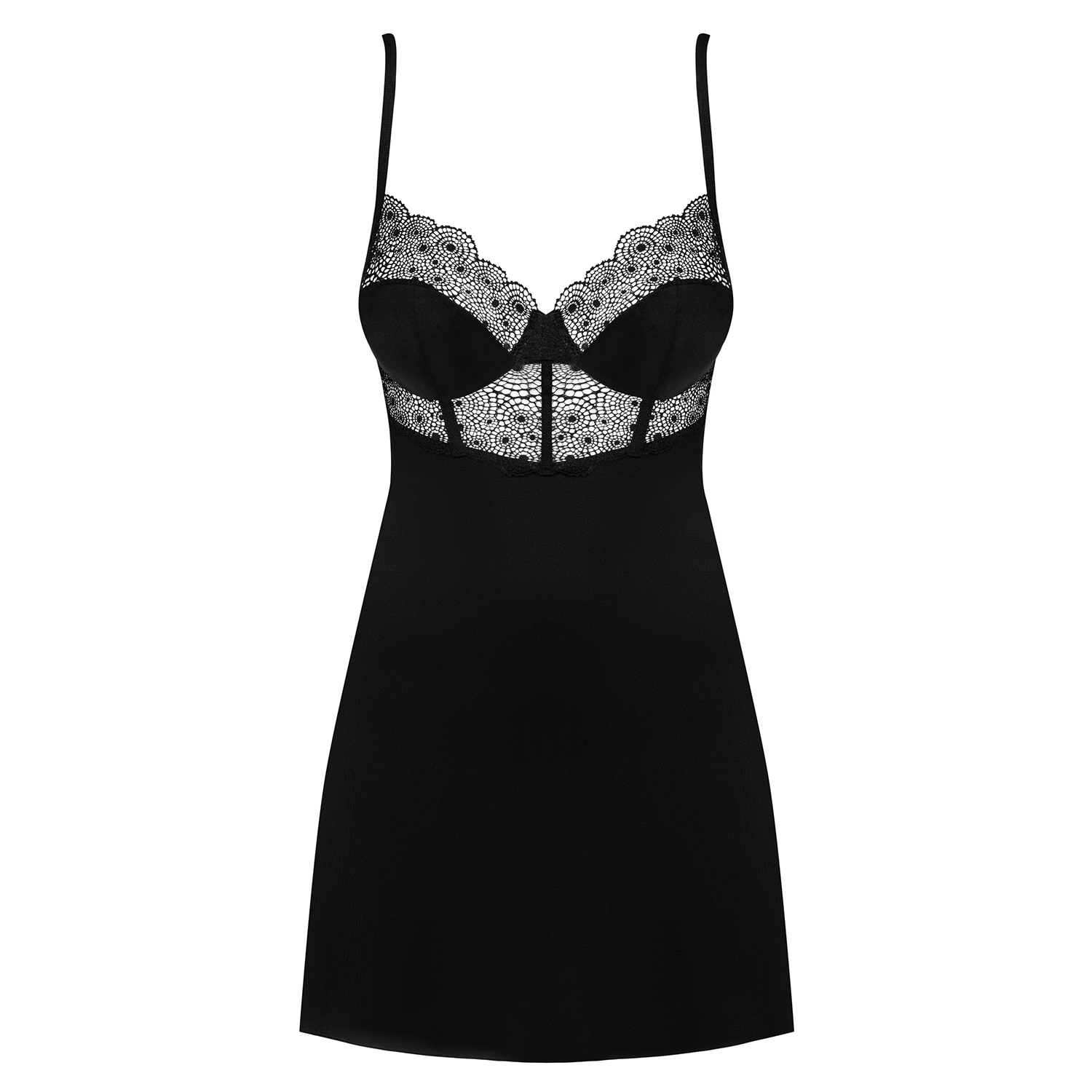 OBSESSIVE SHARLOTTE CHEMISE AND THONG BLACK