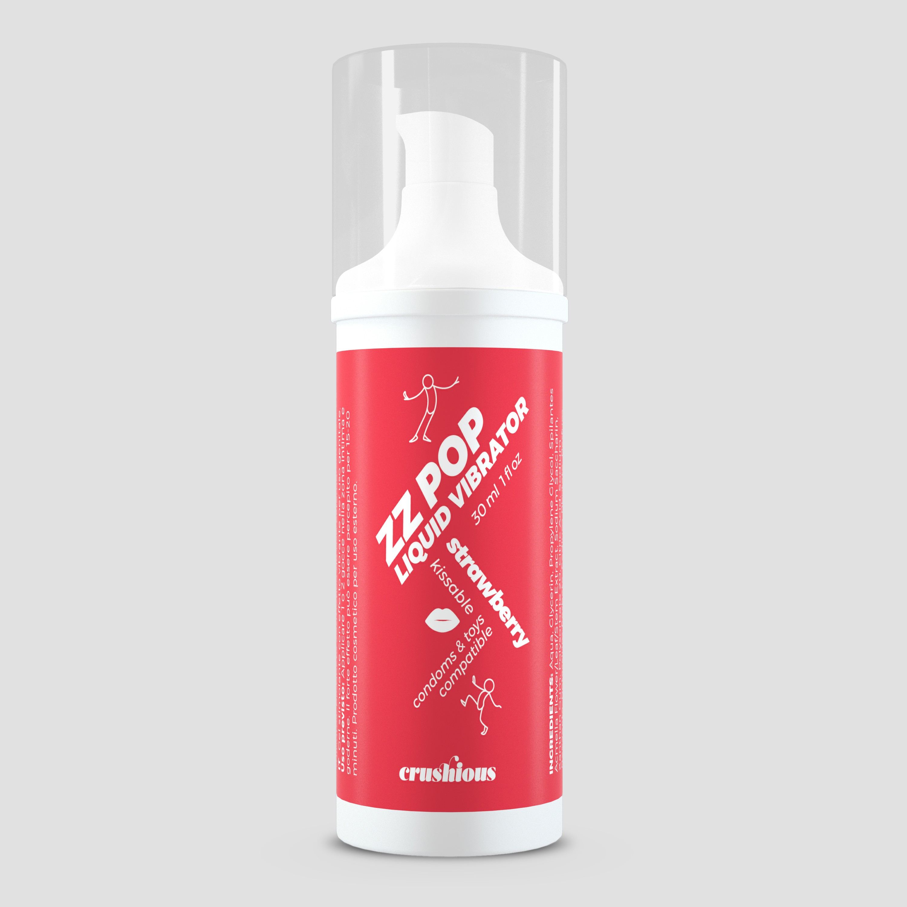 VIBRATORE LIQUIDO ZZ POP AROMATIZZATO ALLA FRAGOLA 30ML CRUSHIOUS