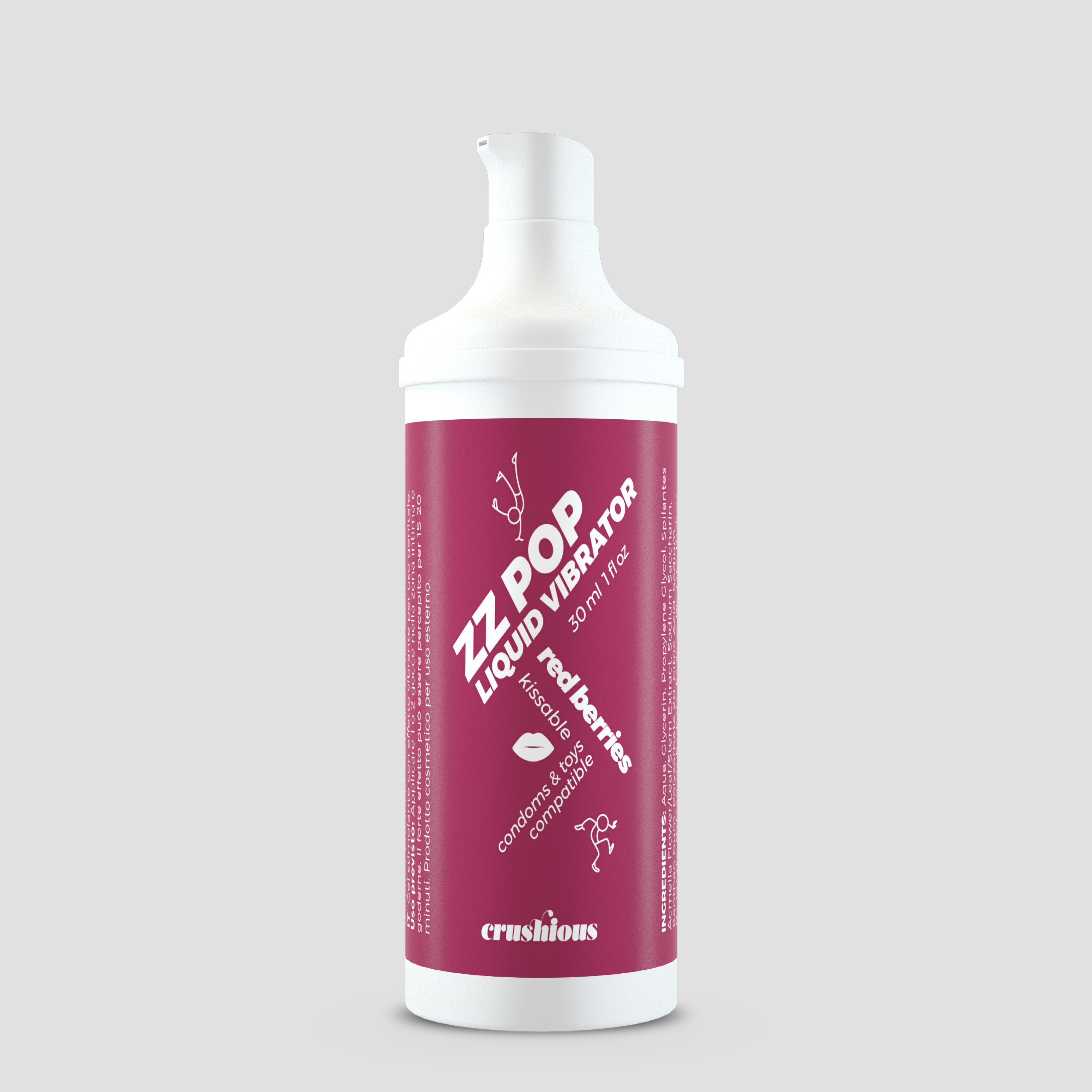 VIBRATORE LIQUIDO ZZ POP AROMATIZZATO ALLA FRUTTO ROSSO 30ML CRUSHIOUS