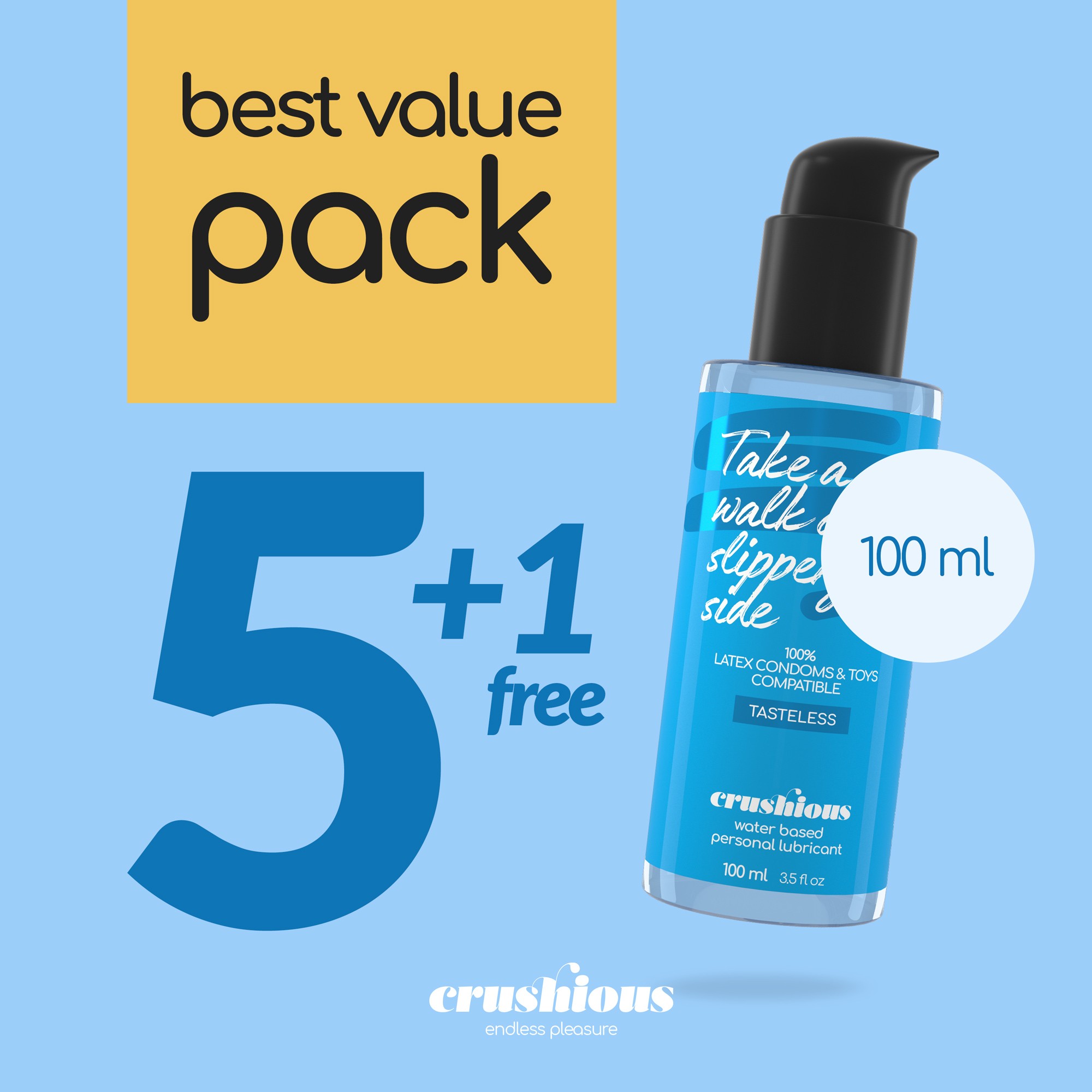 PACK 5 CRUSHIOUS WATERBASED LUBRICANTS 100 ML + 1 FREE