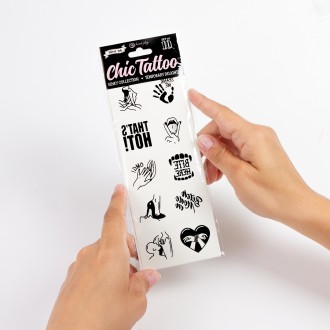 LOT DE 10 TATOUAGES TEMPORAIRES - KINKY COLLECTION CHIC TATTOO SECRET PLAY